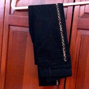 black jeans with cheeta print seam